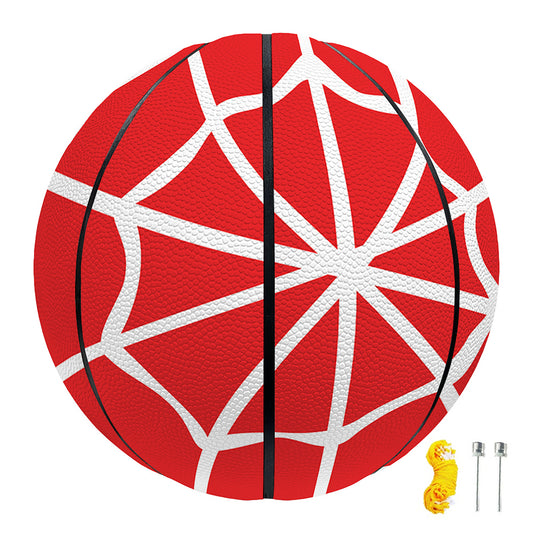 Red And White Spider Web Pattern Print Basketball