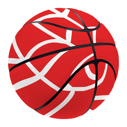 Red And White Spider Web Pattern Print Basketball