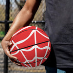 Red And White Spider Web Pattern Print Basketball