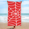 Red And White Spider Web Pattern Print Beach Towel