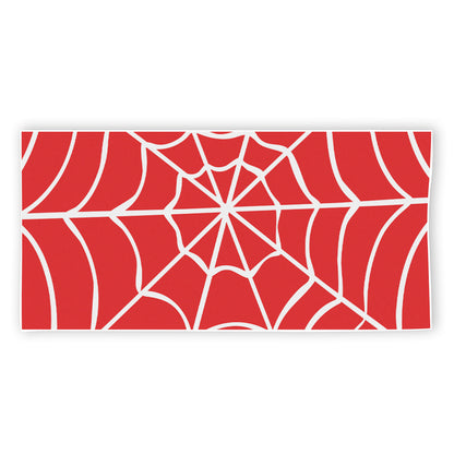 Red And White Spider Web Pattern Print Beach Towel