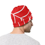 Red And White Spider Web Pattern Print Beanie