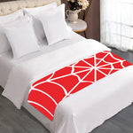 Red And White Spider Web Pattern Print Bed Runner