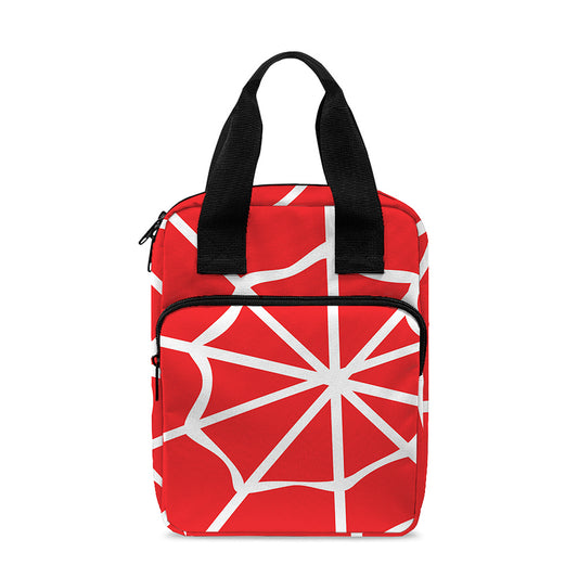 Red And White Spider Web Pattern Print Bible Tote Bag