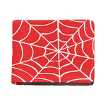 Red And White Spider Web Pattern Print Bifold Wallet