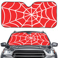 Red And White Spider Web Pattern Print Car Windshield Sun Shade