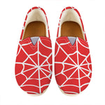 Red And White Spider Web Pattern Print Casual Shoes