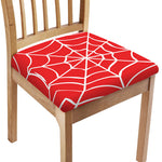 Red And White Spider Web Pattern Print Chair Cushion Cover