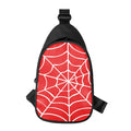 Red And White Spider Web Pattern Print Sling Bag
