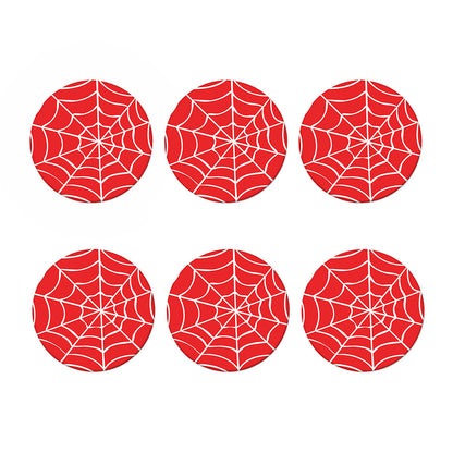 Red And White Spider Web Pattern Print Coaster Set
