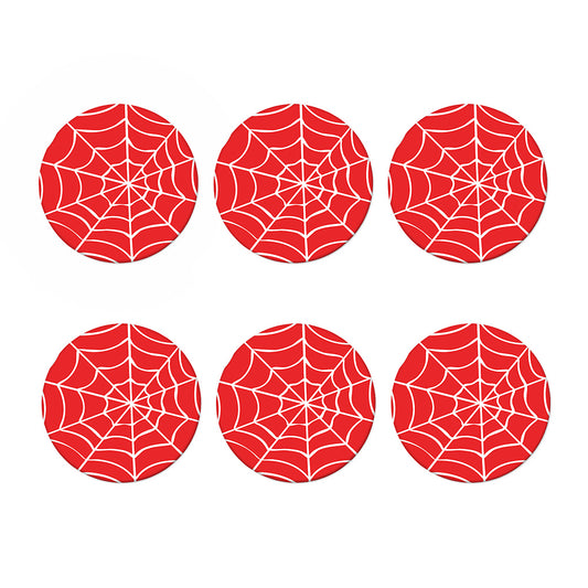 Red And White Spider Web Pattern Print Coaster Set