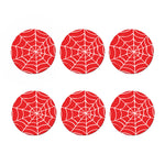 Red And White Spider Web Pattern Print Coaster Set