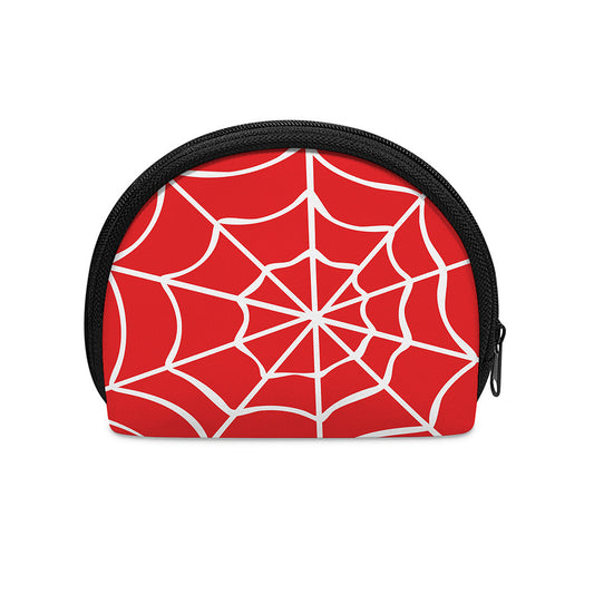 Red And White Spider Web Pattern Print Coin Purse