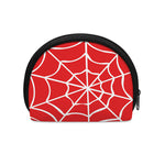 Red And White Spider Web Pattern Print Coin Purse