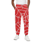 Red And White Spider Web Pattern Print Cotton Pants