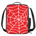 Red And White Spider Web Pattern Print Crossbody Lunch Bag