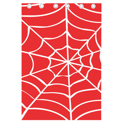 Red And White Spider Web Pattern Print Curtain