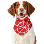 Red And White Spider Web Pattern Print Dog Bandana