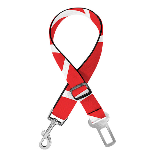 Red And White Spider Web Pattern Print Dog Seat Belt