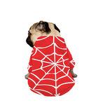 Red And White Spider Web Pattern Print Dog Zip Up Jacket