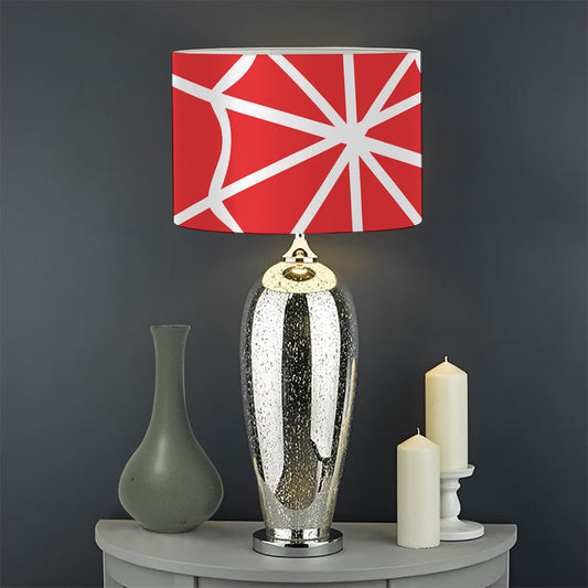 Red And White Spider Web Pattern Print Drum Lamp Shade