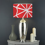 Red And White Spider Web Pattern Print Drum Lamp Shade