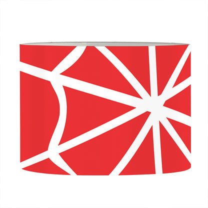 Red And White Spider Web Pattern Print Drum Lamp Shade