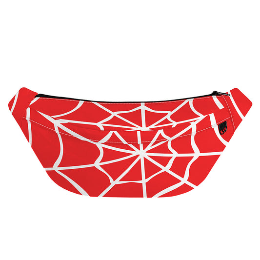 Red And White Spider Web Pattern Print Fanny Pack