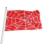 Red And White Spider Web Pattern Print Flag