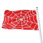 Red And White Spider Web Pattern Print Flag