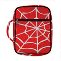 Red And White Spider Web Pattern Print Front Pocket Bible Bag
