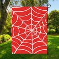 Red And White Spider Web Pattern Print Garden Flag