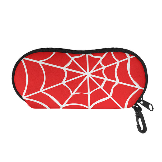 Red And White Spider Web Pattern Print Glasses Case