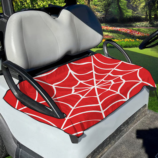 Red And White Spider Web Pattern Print Golf Cart Seat Cover