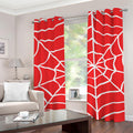 Red And White Spider Web Pattern Print Grommet Curtains