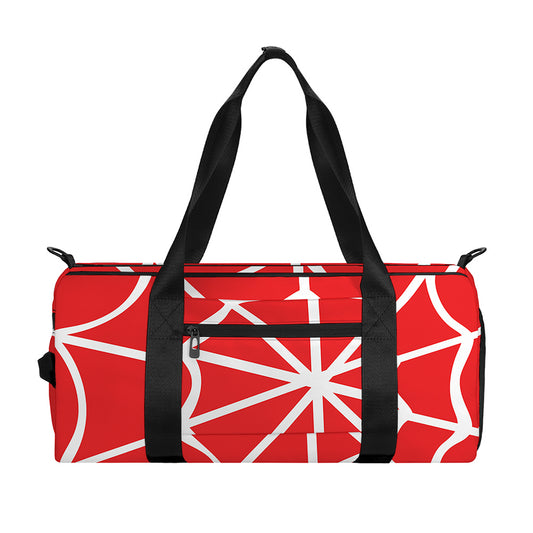 Red And White Spider Web Pattern Print Gym Bag