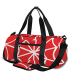 Red And White Spider Web Pattern Print Gym Bag