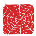 Red And White Spider Web Pattern Print Hand Towel