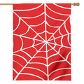 Red And White Spider Web Pattern Print House Flag
