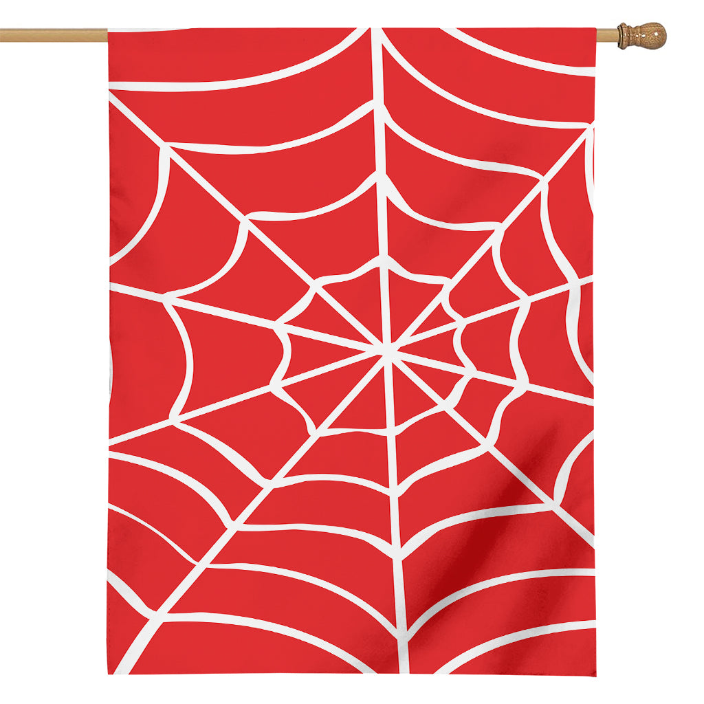 Red And White Spider Web Pattern Print House Flag