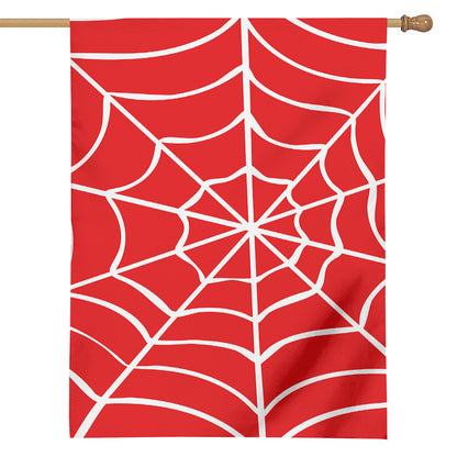 Red And White Spider Web Pattern Print House Flag