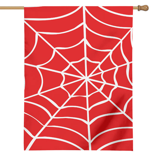 Red And White Spider Web Pattern Print House Flag