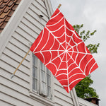 Red And White Spider Web Pattern Print House Flag