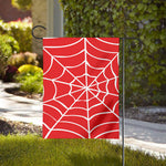 Red And White Spider Web Pattern Print House Flag