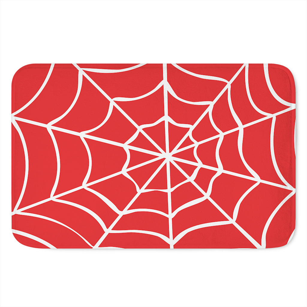 Red And White Spider Web Pattern Print Indoor Door Mat