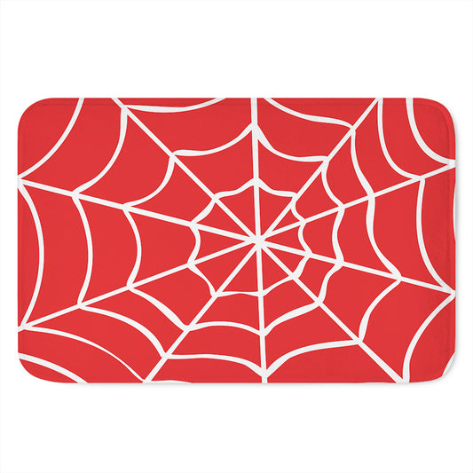 Red And White Spider Web Pattern Print Indoor Door Mat