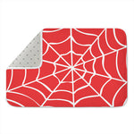 Red And White Spider Web Pattern Print Indoor Door Mat