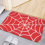 Red And White Spider Web Pattern Print Indoor Door Mat