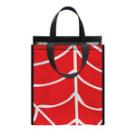 Red And White Spider Web Pattern Print Insulated Lunch Tote