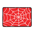 Red And White Spider Web Pattern Print Kitchen Mat